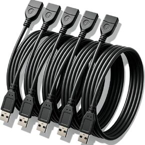 5 Pack USB 2.0 Extension Cable, 5FT Type A Male to Female Extender Cord with Secure & Tight Connection, USB Extender for Printer, Keyboard, Mouse, Hard Drive and Controller, White in Saudi Arabia