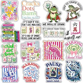 (16pcs-3in) Mahjong Stickers Funny Game Night Mahjong Trinkets for Winning Board Game Party Supplies Favor Decoration Cute Mahjong Gifts and Accessories for Laptop Water Bottle Car Card Title in Saudi Arabia