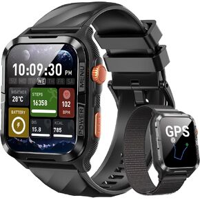IOWODO GPS Smart Watch for Men with ChatGPT, Compass & Flashlight/2 Straps in Saudi Arabia