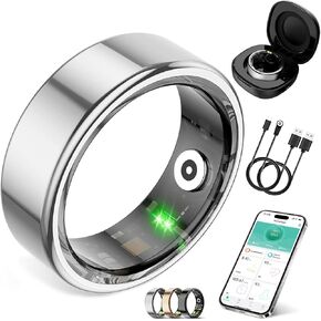 Smart Ring, No Subscription Required Smart Ring for Women, Fitness Ring for Women & Men, Health Ring with Heart Rate, Sleep Monitoring/Motion Tracking, Waterproof (Silver 7) in Saudi Arabia