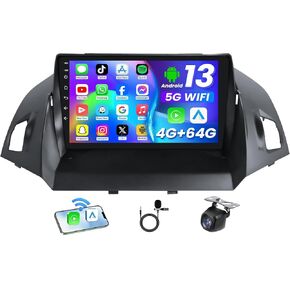Android 13 Car Radio for Ford Escape 2013-2019 – 9" HD Touch Screen Stereo [4-Core +64GB] with Wireless CarPlay & Android Auto, GPS Navigation, WiFi, Bluetooth, DSP, SWC, Backup Camera in Saudi Arabia