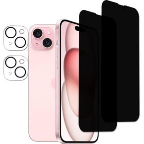 2-2 Pack Privacy Screen Protector Designed For iPhone15 Plus Anti Spy Private Tempered Glass Film 2-Pack Camera Lens Protector Film 2-Pack Pack Privacy in Kuwait