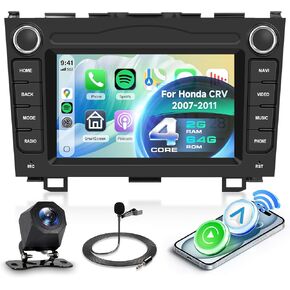 4 Core 4G+64G Car Radio for Honda CRV 2007-2011 with Wireless CarPlay Android Auto, 9 Inch Touchscreen Car Stereo with GPS Navi WIFI Mirror Link Bluetooth AM/FM/RDS Radio EQ SWC Backup Camera in Kuwait