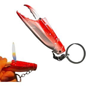 NIVEK Crab Claw Keychain Lighter – Orange Metal, Refillable, Adjustable Flame, Realistic Seafood Novelty Gift for Ocean & Crab Lovers in Kuwait