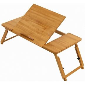 Space Saving Folding with Bamboo Material Adjustable Reading Surface and Legs Portable Laptop Table for Writing Eating Fold Flat for Closet Storage, Large, 88 Cm in Kuwait