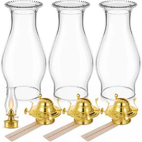 VIHOSE 3 Sets Oil Lamp Chimney Replacement with Brass Plated in Saudi Arabia