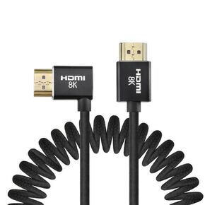 Alvins HDMI 2.1 Braided Coiled Cable, 48Gbps, Straight to Right Angle, Red in Saudi Arabia