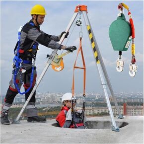 Emergency Rescue Tripod Adjustable 2.14m Aluminum Tripod with 1180kg Winch for Lifting & Fall Protection. Perfect for Construction & Safety Professionals. in Kuwait