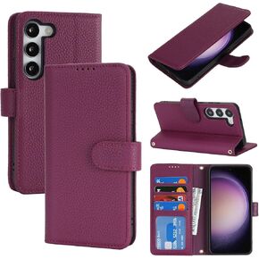 Zouzt Leather Wallet Case for Samsung Galaxy S25 6.2", 4 Card Slot, Orange in Saudi Arabia