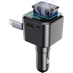 BS-01C 45W Car Charger with Retractable Type-C Cable, 30W USB C & 22.5W USB A Ports, 3-Port Super Fast Charging, Built-in Fragrance Diffuser & Safety Chip (Shop can Purchase Scent Refills) in Kuwait