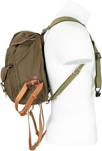 Epic Militaria WWII Russian Infantry Backpack, Repro, Green Canvas with Leather Straps, Green, 27cm W x 30cm L x 17.5cm D (when full) in Saudi Arabia