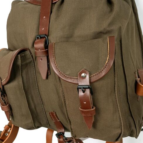 Epic Militaria WWII Russian Infantry Backpack, Repro, Green Canvas with Leather Straps, Green, 27cm W x 30cm L x 17.5cm D (when full) in Saudi Arabia