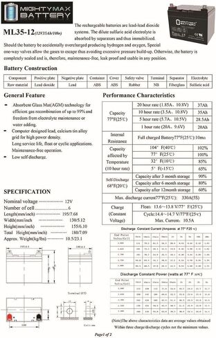 Mighty Max Battery 12V 35Ah Raplacement Battery Compatible with Drive Medical Design Daytona, Odyssey, Image - 2 Pack in Saudi Arabia