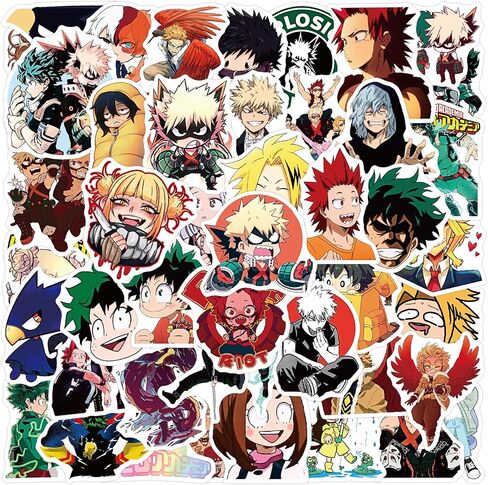 50PCS My Hero Academia Stickers for Kids, Cute Anime Cartoon Waterproof Vinyl Decal for Teen Girl Adult Notebook Laptop Water Bottle Skateboard Guitar Travel Case Phone Bike in Saudi Arabia