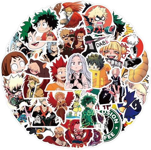 50PCS My Hero Academia Stickers for Kids, Cute Anime Cartoon Waterproof Vinyl Decal for Teen Girl Adult Notebook Laptop Water Bottle Skateboard Guitar Travel Case Phone Bike in Saudi Arabia