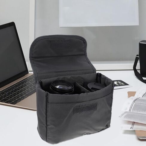 Camera Pouch Insert with Flip Cover, Nylon, Shock Cushioned, Black in Kuwait