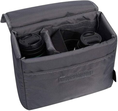 Camera Pouch Insert with Flip Cover, Nylon, Shock Cushioned, Black in Kuwait