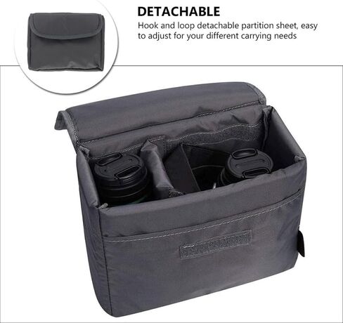 Camera Pouch Insert with Flip Cover, Nylon, Shock Cushioned, Black in Kuwait
