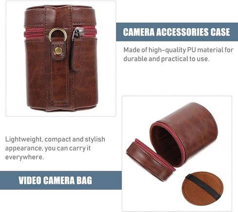 OSALADI Portable Lens Case for Mirrorless Lenses, PU Zipper Storage in Kuwait