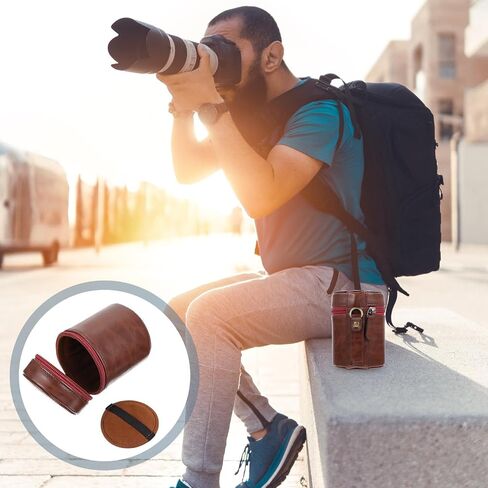 OSALADI Portable Lens Case for Mirrorless Lenses, PU Zipper Storage in Kuwait