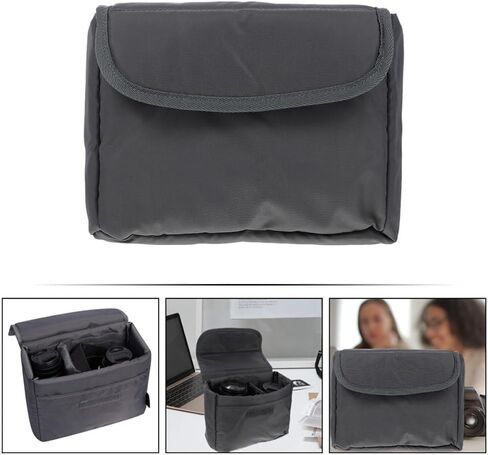 Black Nylon Camera Bag Insert with Flip Cover for Lens Accessories in Kuwait