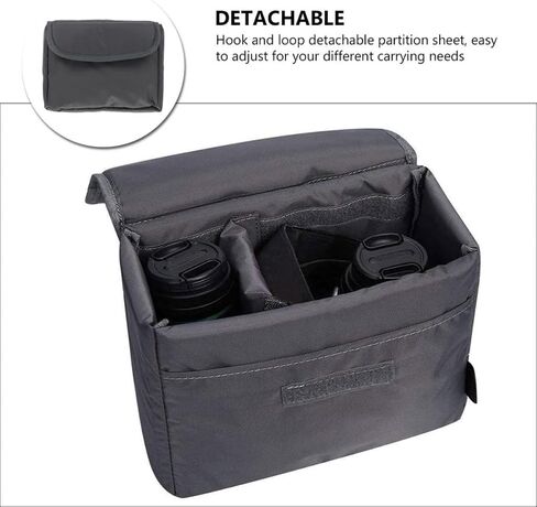 Black Nylon Camera Bag Insert with Flip Cover for Lens Accessories in Kuwait