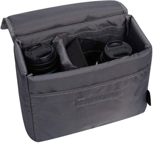 Black Nylon Camera Bag Insert with Flip Cover for Lens Accessories in Kuwait