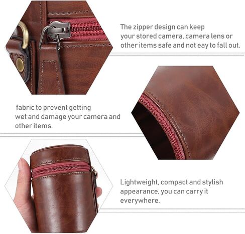 Gadpiparty Professional Camera Lens Case PU Zipper Bag for Compact Storage in Kuwait
