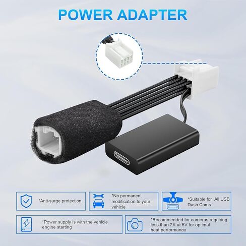 Easy Installation 8 Pin Vehicle Power Adapter Cable for Rearview Cameras Featuring Multiple Mechanism Dashboard Adapter in Saudi Arabia
