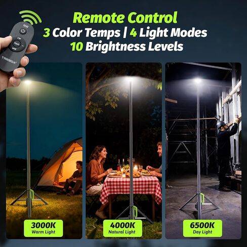 3000LM Rechargeable Camping Light, 8.6FT Telescopic LED with Remote Control in Saudi Arabia