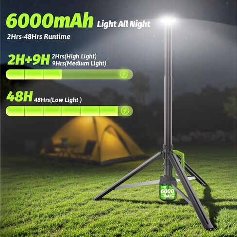 3000LM Rechargeable Camping Light, 8.6FT Telescopic LED with Remote Control in Saudi Arabia