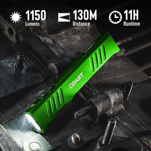 Coast Slayer 1150 Lumen USB-C Rechargeable LED Flashlight with Spot/Flood, Memory Mode and Pocket Clip, Green in Kuwait