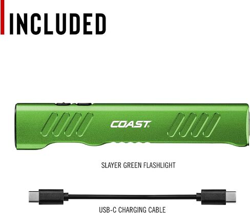 Coast Slayer 1150 Lumen USB-C Rechargeable LED Flashlight with Spot/Flood, Memory Mode and Pocket Clip, Green in Kuwait