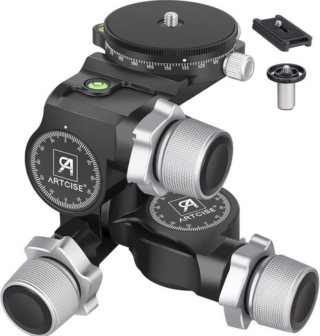 ARTCISE 3 Way Geared Tripod Head with 360° Panoramic Arca QR Plate, GA3 in Saudi Arabia