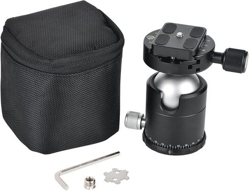 44mm Panoramic Ball Head, Aluminum Alloy Tripod Ball Head, 1/4 Inch Plate Camera Mount with Load 12kg, Ideal for DSLR Camera Tripod & Monopod in Kuwait