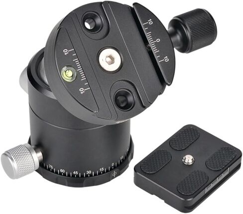 44mm Panoramic Ball Head, Aluminum Alloy Tripod Ball Head, 1/4 Inch Plate Camera Mount with Load 12kg, Ideal for DSLR Camera Tripod & Monopod in Kuwait