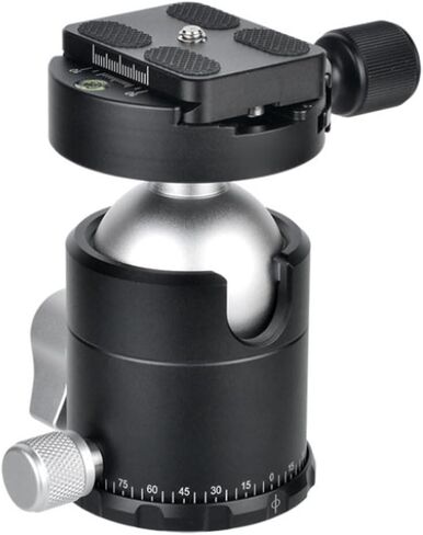 44mm Panoramic Ball Head, Aluminum Alloy Tripod Ball Head, 1/4 Inch Plate Camera Mount with Load 12kg, Ideal for DSLR Camera Tripod & Monopod in Kuwait