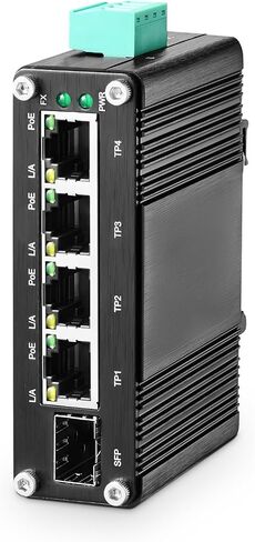 MokerLink 10 Port PoE Industrial Din Rail Switch, 8 Ports PoE+ 100Mbps IEEE802.3af/at, 1 Gigabit Ethernet and 1 SFP Uplink, Vlan & Extend Mode, DIN-Rail & Wall Mount in Saudi Arabia