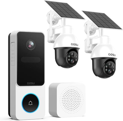 aosu 2 x 3K Solar Camera + 1 x 2K Doorbell Camera in Saudi Arabia