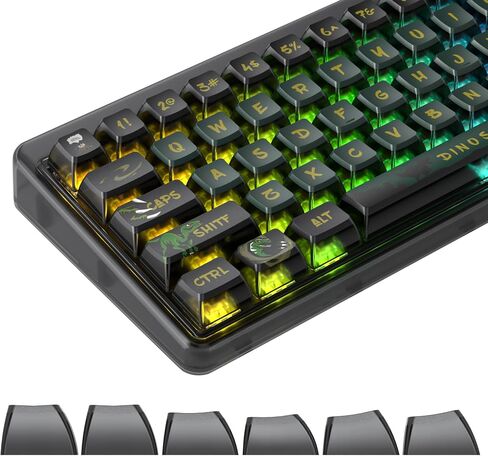 ASA Pudding Customized PBT keycaps, 120-key PBT&Dye-sub Translucent Green keycap Set for Cherry/Gatron MX switches 60%/68/82/96/104 Gaming Mechanical Keyboards(Dinosaur Green) in Saudi Arabia