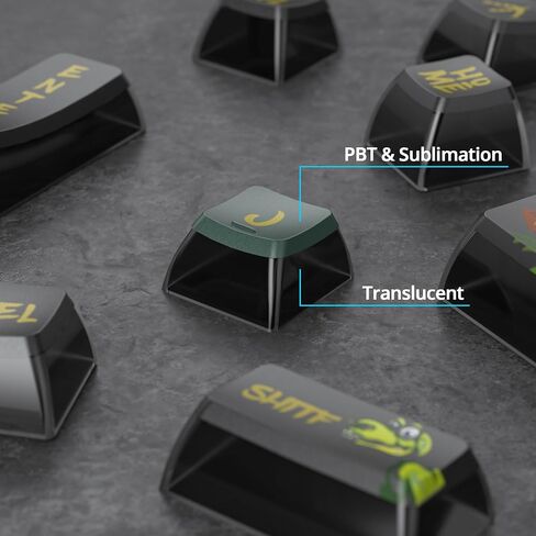 ASA Pudding Customized PBT keycaps, 120-key PBT&Dye-sub Translucent Green keycap Set for Cherry/Gatron MX switches 60%/68/82/96/104 Gaming Mechanical Keyboards(Dinosaur Green) in Saudi Arabia