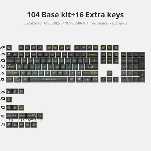 ASA Pudding Customized PBT keycaps, 120-key PBT&Dye-sub Translucent Green keycap Set for Cherry/Gatron MX switches 60%/68/82/96/104 Gaming Mechanical Keyboards(Dinosaur Green) in Saudi Arabia
