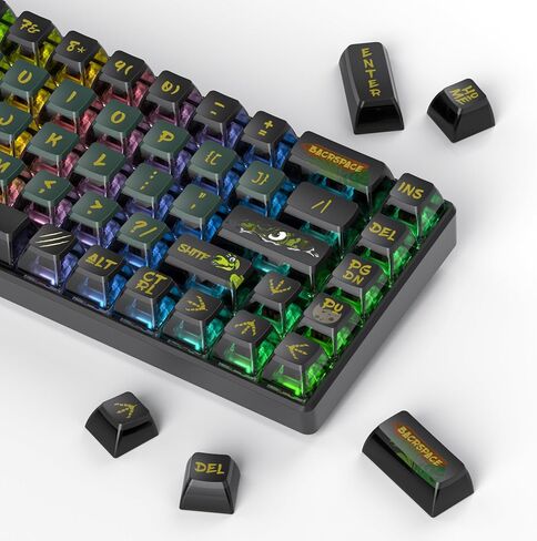 ASA Pudding Customized PBT keycaps, 120-key PBT&Dye-sub Translucent Green keycap Set for Cherry/Gatron MX switches 60%/68/82/96/104 Gaming Mechanical Keyboards(Dinosaur Green) in Saudi Arabia