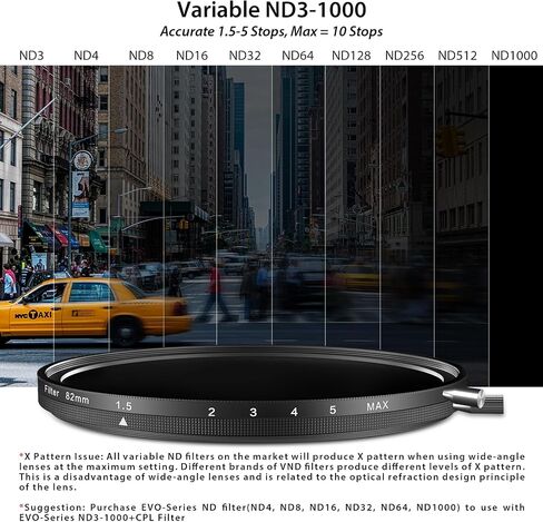 H&Y EVO 77mm 2-in-1 Variable ND3-1000 CPL Camera Lens Filter Multi-Coated | 77mm 2-in-1 Variable ND3-1000 CPL Filter, 1.5-10 Stops Neutral Density, HD Optical Glass Nano-Coated for Long Exposure Shots in Saudi Arabia