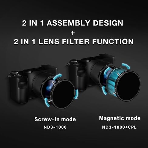 H&Y EVO 77mm 2-in-1 Variable ND3-1000 CPL Camera Lens Filter Multi-Coated | 77mm 2-in-1 Variable ND3-1000 CPL Filter, 1.5-10 Stops Neutral Density, HD Optical Glass Nano-Coated for Long Exposure Shots in Saudi Arabia