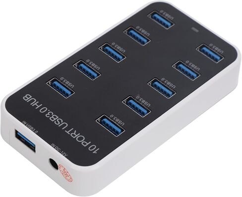 USB 3.0 Hub, 10 Ports Fast Data Transfer DC12V 24V Power Supply Powered USB Hub with Surge Protection for Laptop Desktop TV Gaming Console in Saudi Arabia