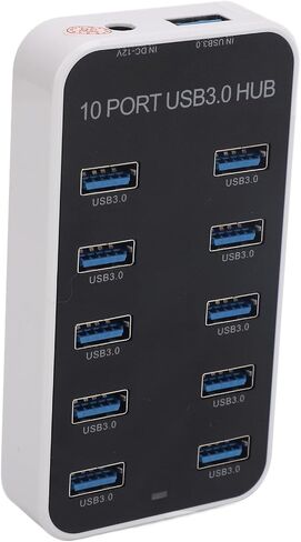 USB 3.0 Hub, 10 Ports Fast Data Transfer DC12V 24V Power Supply Powered USB Hub with Surge Protection for Laptop Desktop TV Gaming Console in Saudi Arabia