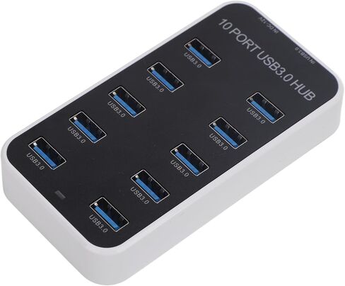 USB 3.0 Hub, 10 Ports Fast Data Transfer DC12V 24V Power Supply Powered USB Hub with Surge Protection for Laptop Desktop TV Gaming Console in Saudi Arabia