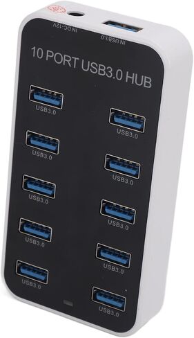 USB 3.0 Hub, 10 Ports Fast Data Transfer DC12V 24V Power Supply Powered USB Hub with Surge Protection for Laptop Desktop TV Gaming Console in Saudi Arabia