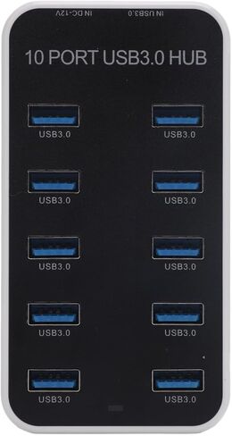 USB 3.0 Hub, 10 Ports Fast Data Transfer DC12V 24V Power Supply Powered USB Hub with Surge Protection for Laptop Desktop TV Gaming Console in Saudi Arabia